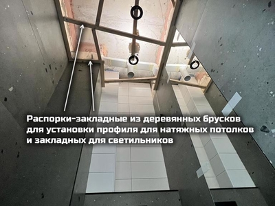 Натяжные потолки со светом и тенью в санузлах 